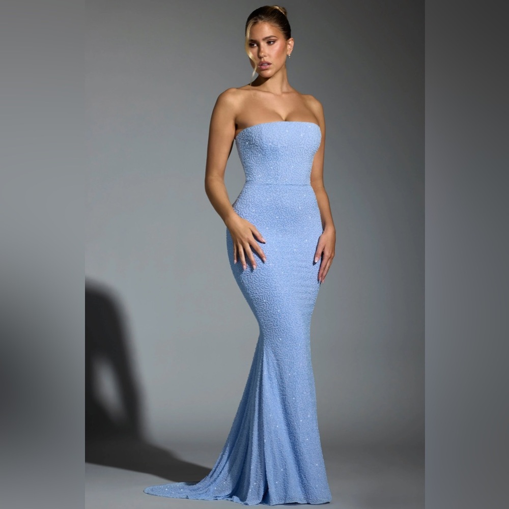Oh Polly Florentina Embellished Corset Gown in Blue size 12